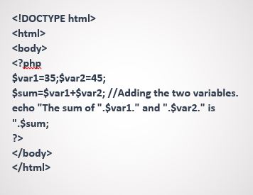 مثال روش نوشتن متغیر در php